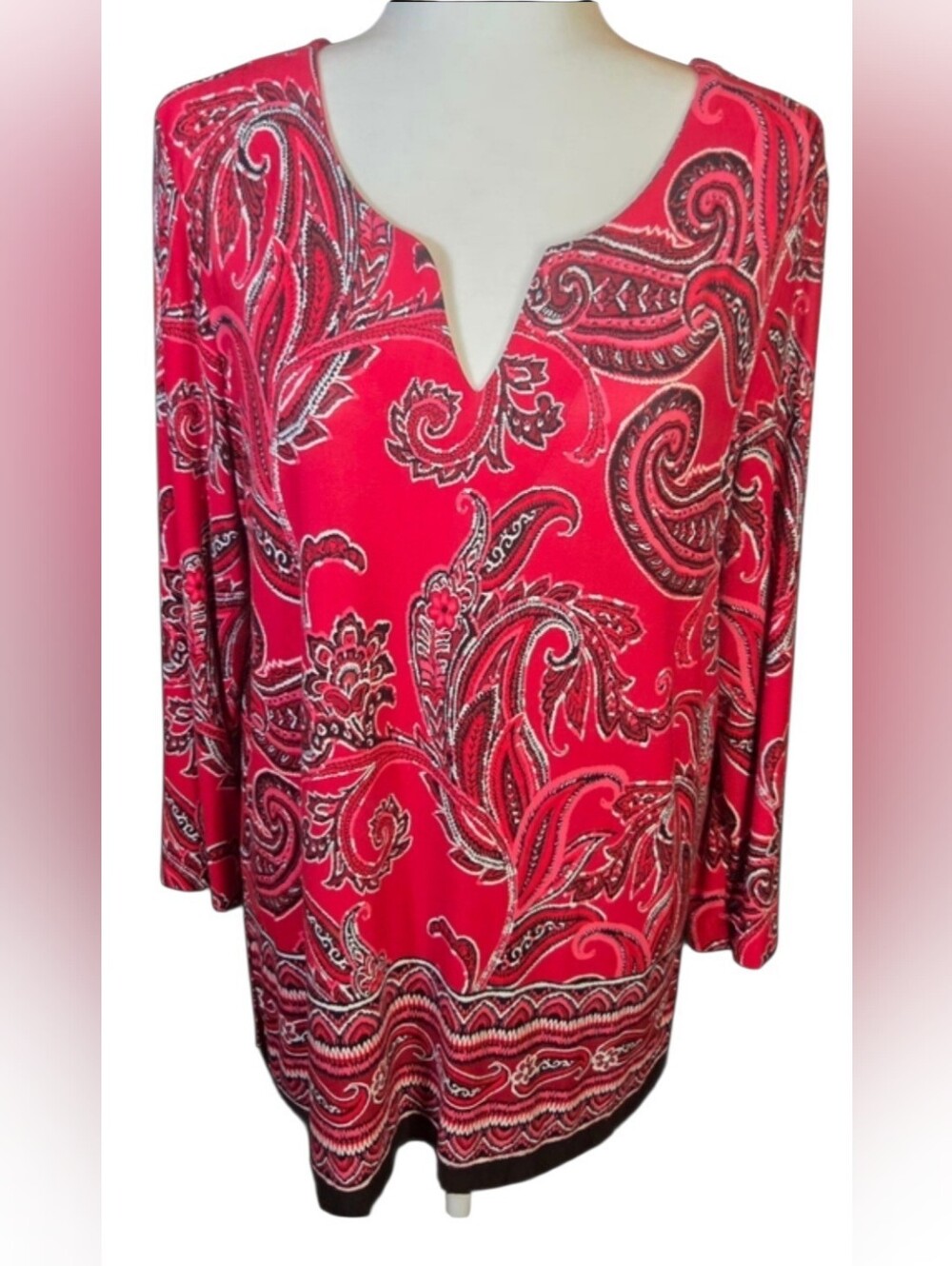 Cappagallo Hot Pink Paisley Tunic - Viscose/Elastane Blend - Size L - EUC
